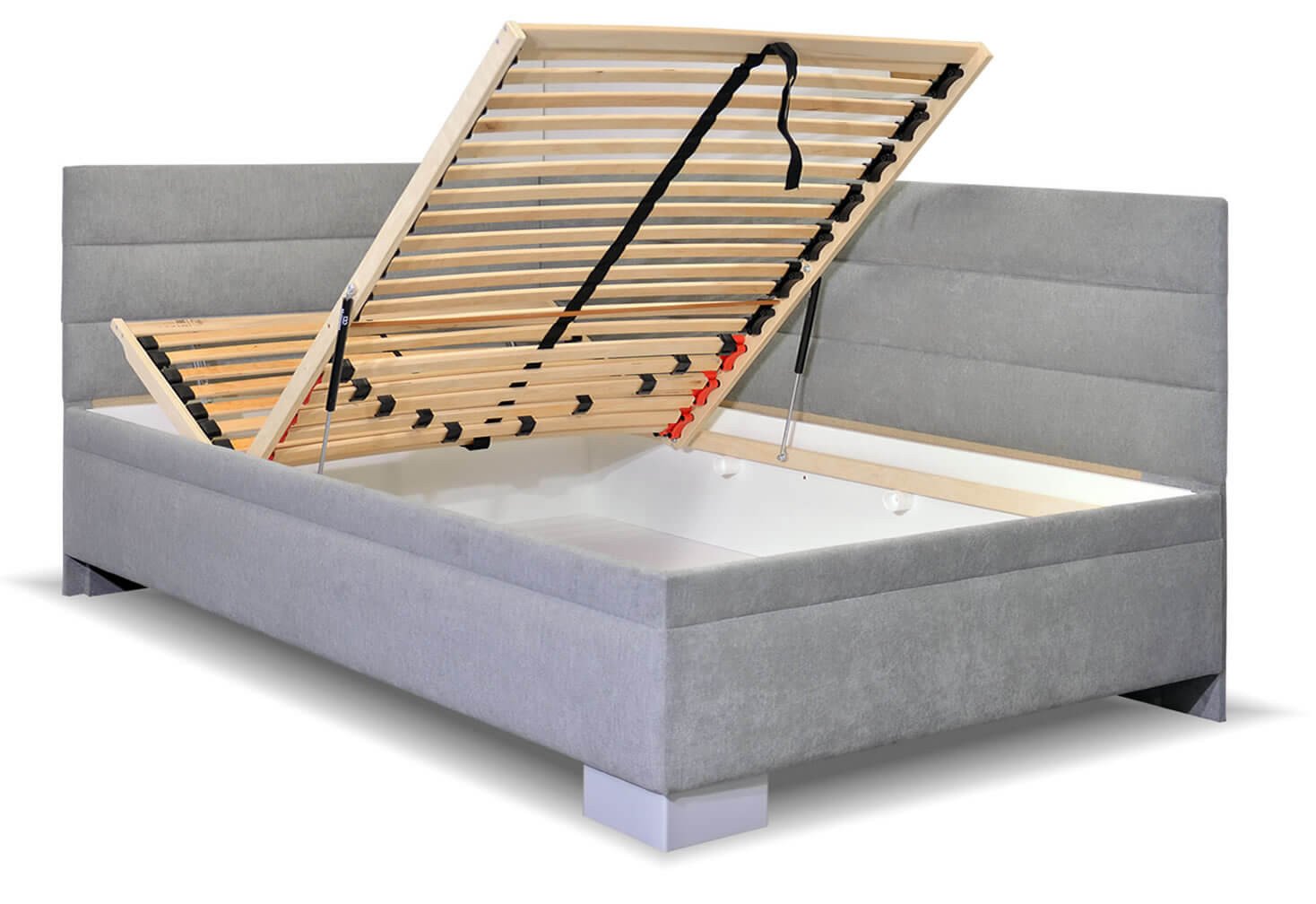 Rohová čalouněná postel Niobe, s úložným prostorem, 90x210 cm