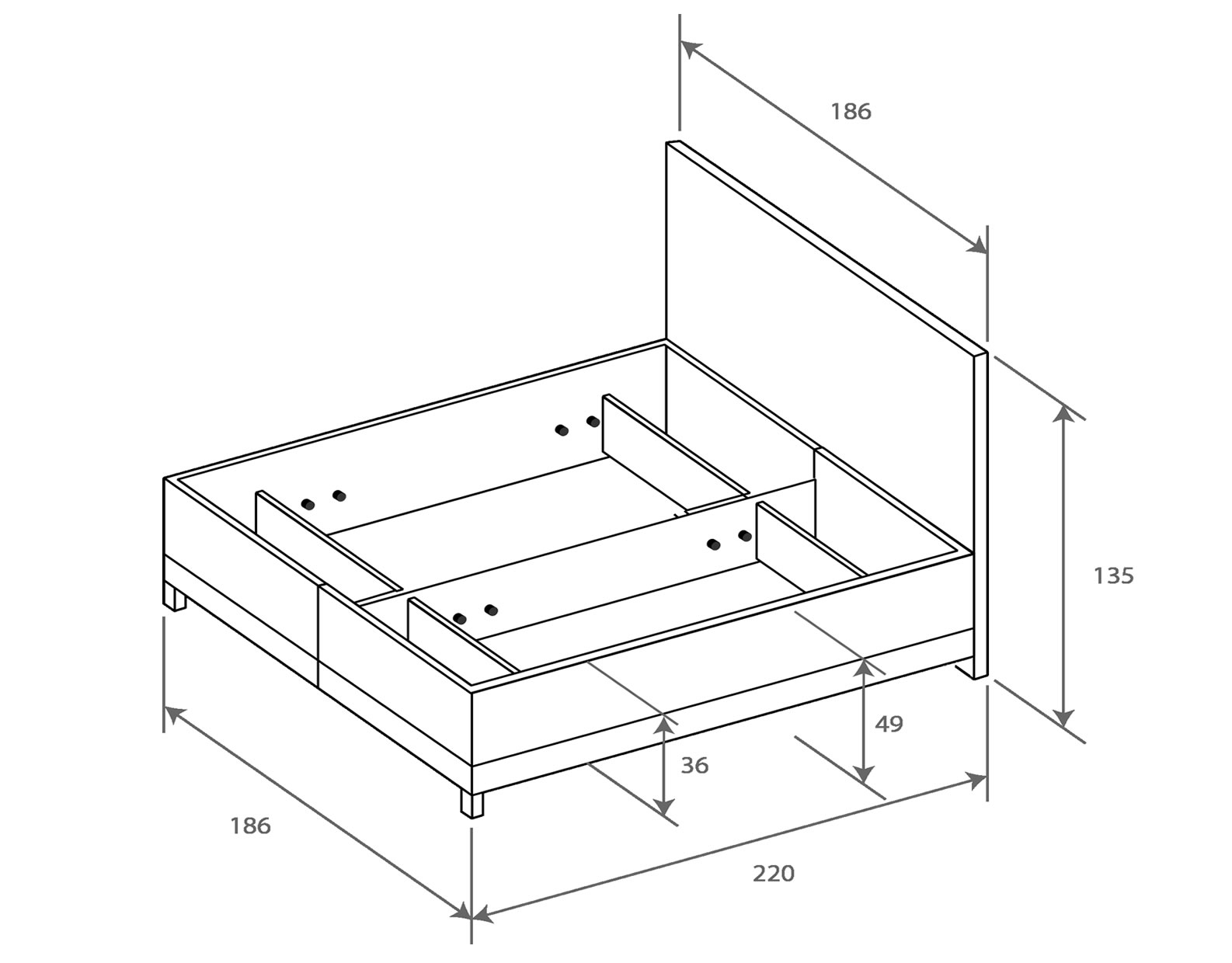 Rozměry postele Venus VR
