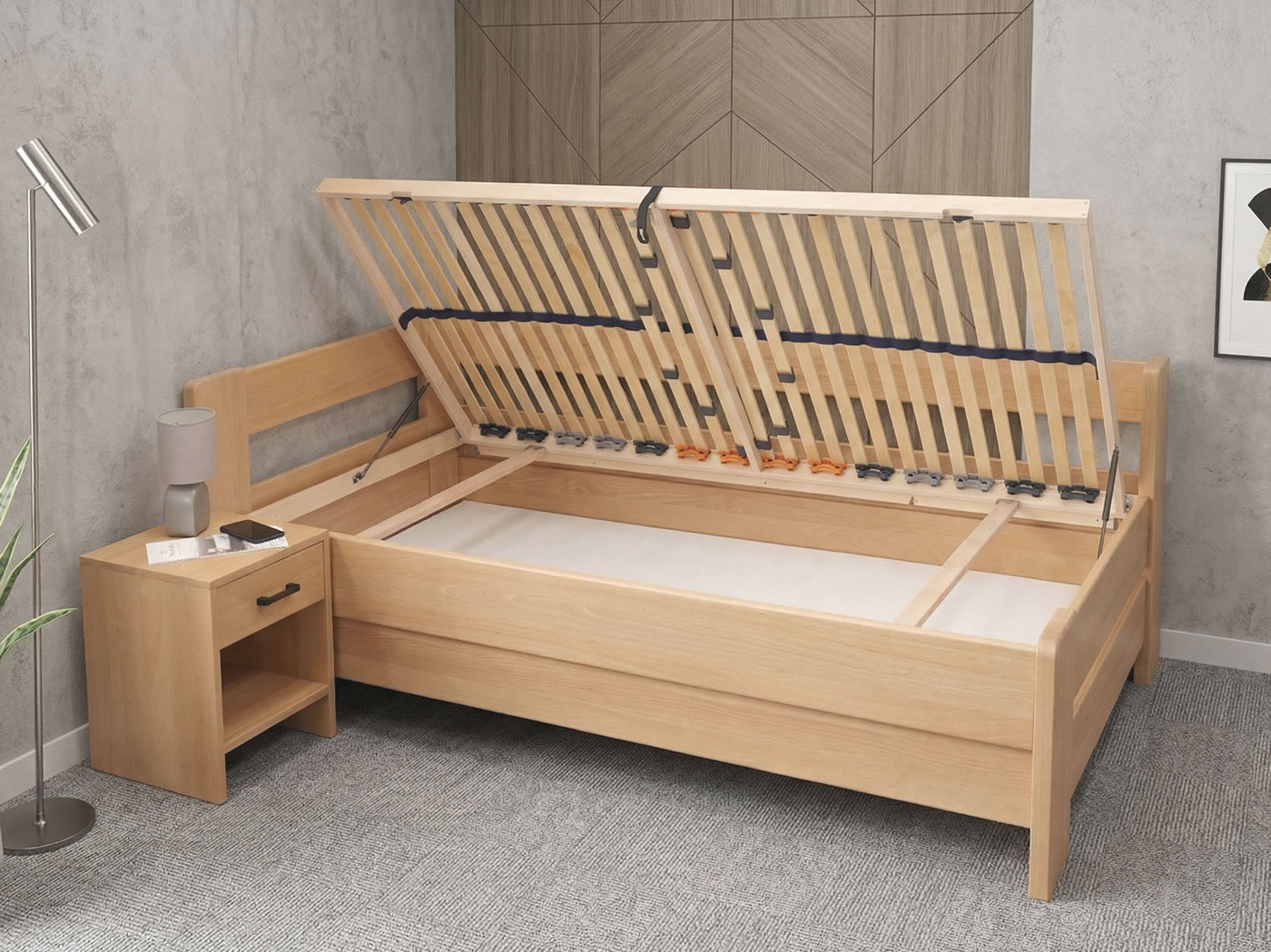 Test rohové úložné postele Miva