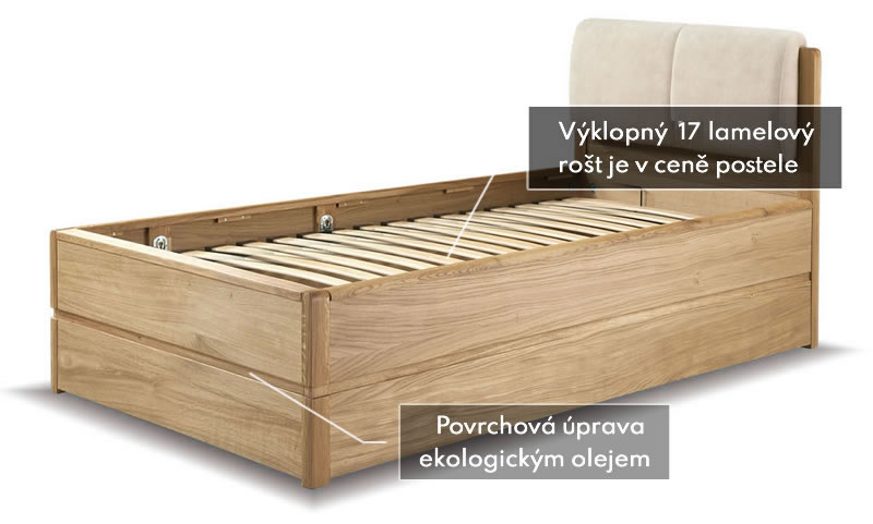 Test úložné postele Atlantik, masiv dub