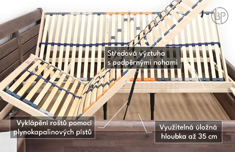 Úložný prostor postele Claudia, masiv buk
