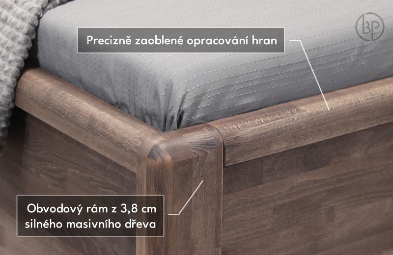 Detail opracování povrchu postele Claudia