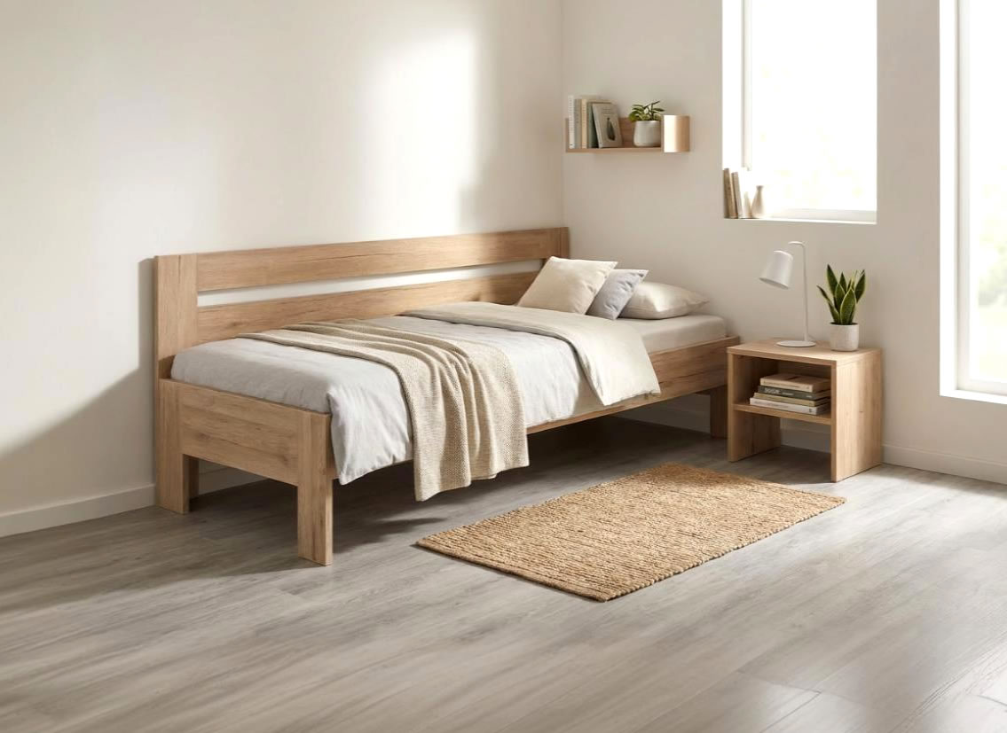 Postel Erika 90x200 s dlouhým bočním čelem - nábytková řada Lermo