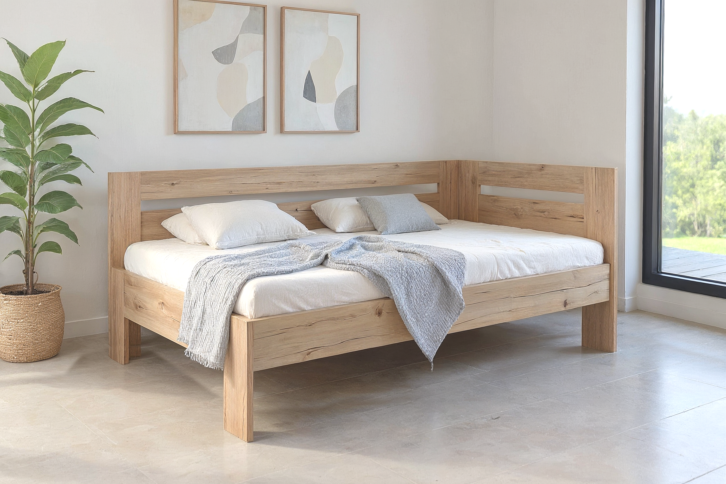 Rohová postel Erika 120x200 s bočním čelem