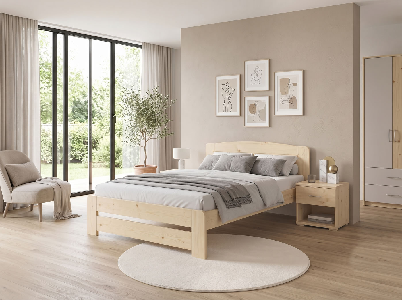 Smrková postel Justina 120x200 cm s klasickým designem