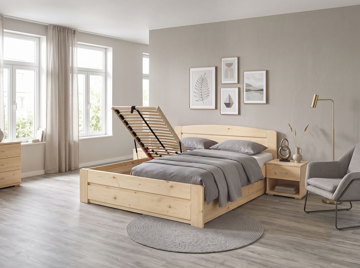 Prodloužená manželská postel Justina 180x220 cm s úložným prostorem