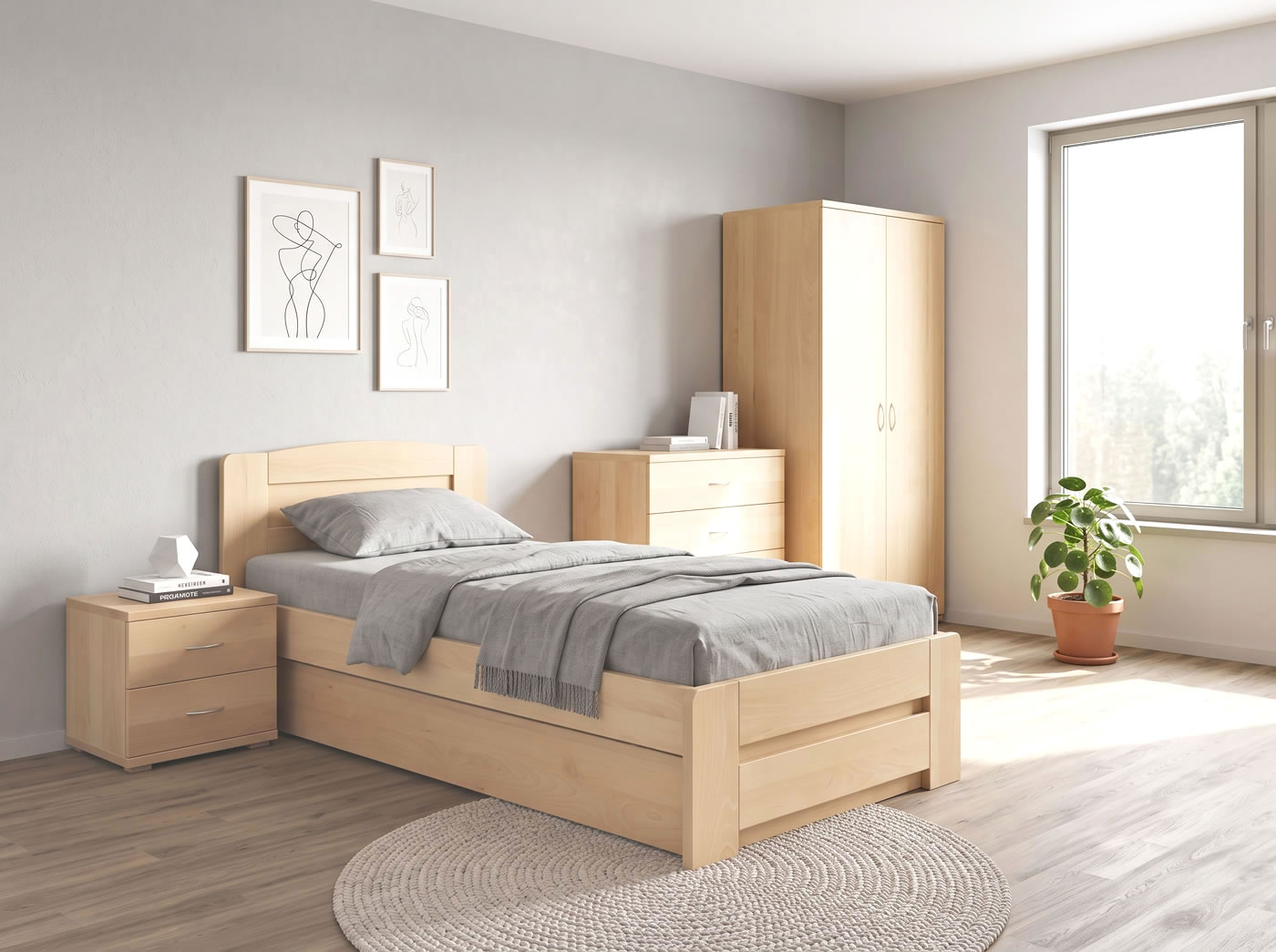 Prodloužená jednolůžková postel Justina 90x220 cm s úložným prostorem