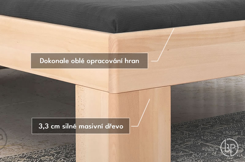 Detail opracování dřevěné postele Valerian