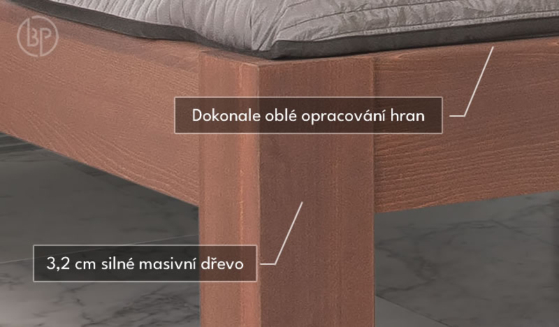 Detail opracování dřevěné postele Valerian