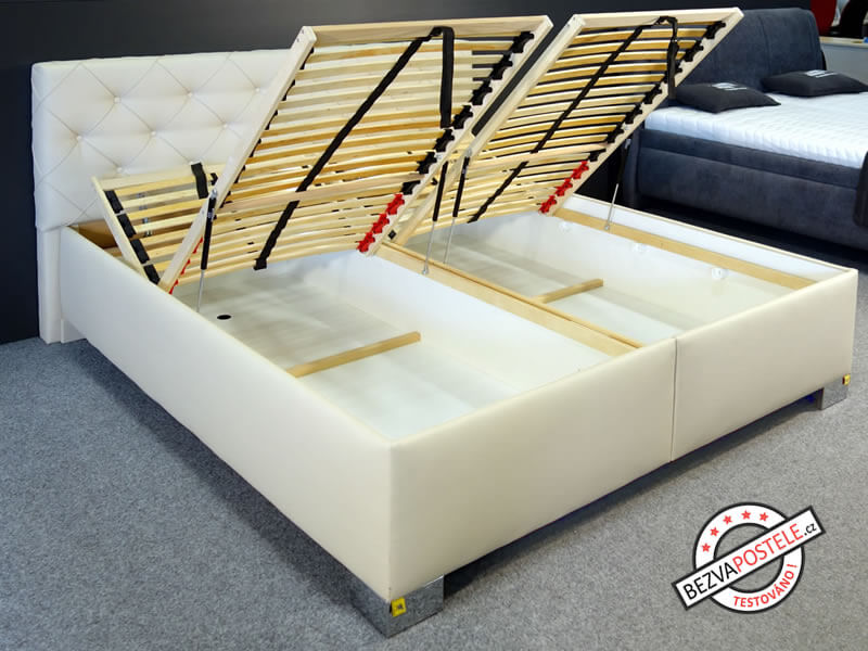 Test čalouněné postele s úložným prostorem Marineta