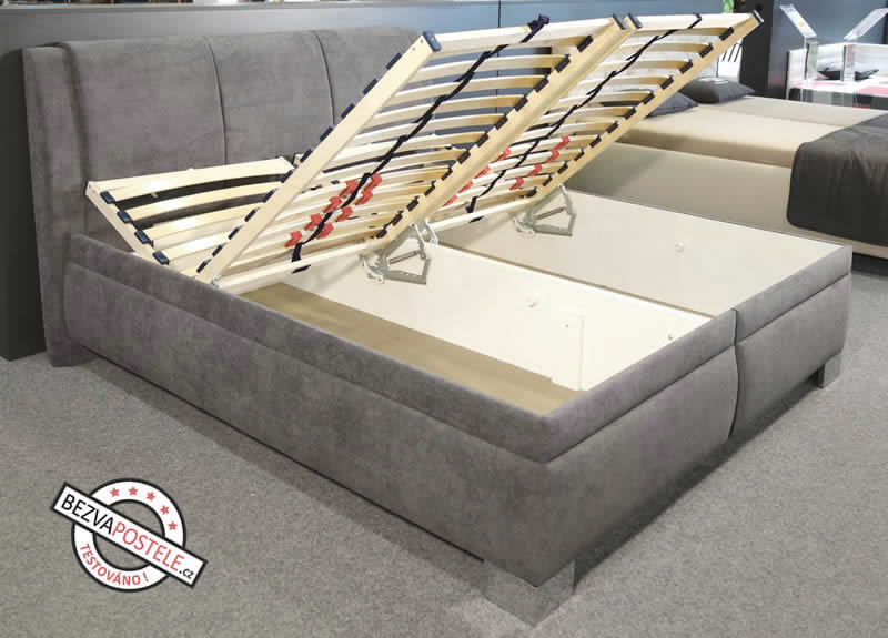 Test čalouněné postele s úložným prostorem Serena