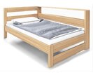 Postel jednolůžko z masivu Ela s policemi, Levá, 140x200cm, masiv buk