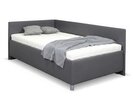 Zvýšená čalouněná postel s úložným prostorem Ryana, 140x200, tmavě šedá