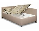 Zvýšená čalouněná postel s úložným prostorem Ryana, 120x200, světle hnědá
