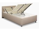 Zvýšená čalouněná postel s úložným prostorem Lyoneta, 140x200, světle hnědá