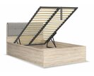 Postel s rošty a úložným prostorem a roštem Tetris, dub sonoma - šedá