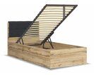 Postel s rošty a úložným prostorem a roštem Tetris, dub wotan - černá