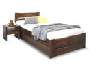 Postel jednolůžko s úložným prostorem Hanka, 90x200cm, masiv borovice, moření ořech
