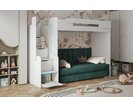 Multifunkční patrová postel Dori s horní postelí a čalouněnou postelí, lamino bílá