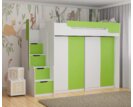 Multifunkční patrová postel Dori se spodní postelí a skříní, lamino bílá/zelená Multifunkční patrová postel Dori se spodní postelí a skříní, lamino bílá/zelená