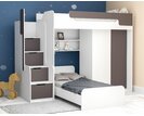 Multifunkční patrová postel Dori se spodní postelí a skříní, lamino bílá/grafit