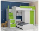 Multifunkční patrová postel Dori se spodní postelí a skříní, lamino bílá/zelená