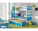 Poschoďová postel s úložným prostorem pro 3 děti MAX, masiv borovice