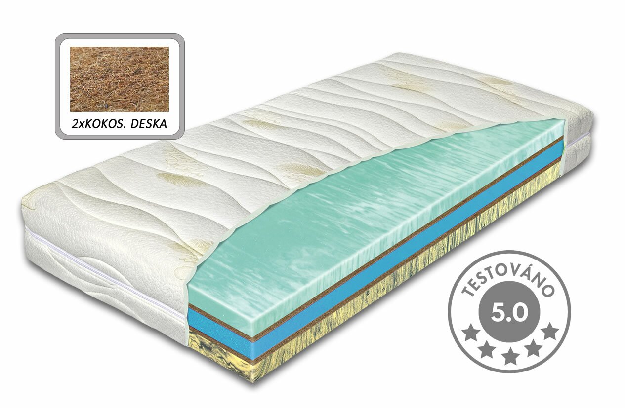 Levně Tvrdší zdravotní matrace Biotherm XXL, 2x kokos, 160 kg, studená pěna, 80 x 210 cm