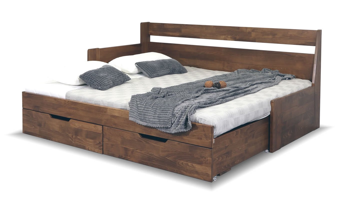 Rozkládací postel s úložným prostorem GABRIEL - Levá, masiv buk