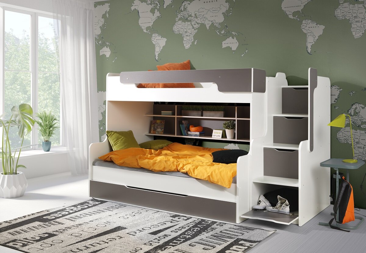 Dětská patrová postel s úložným prostorem Henry, lamino