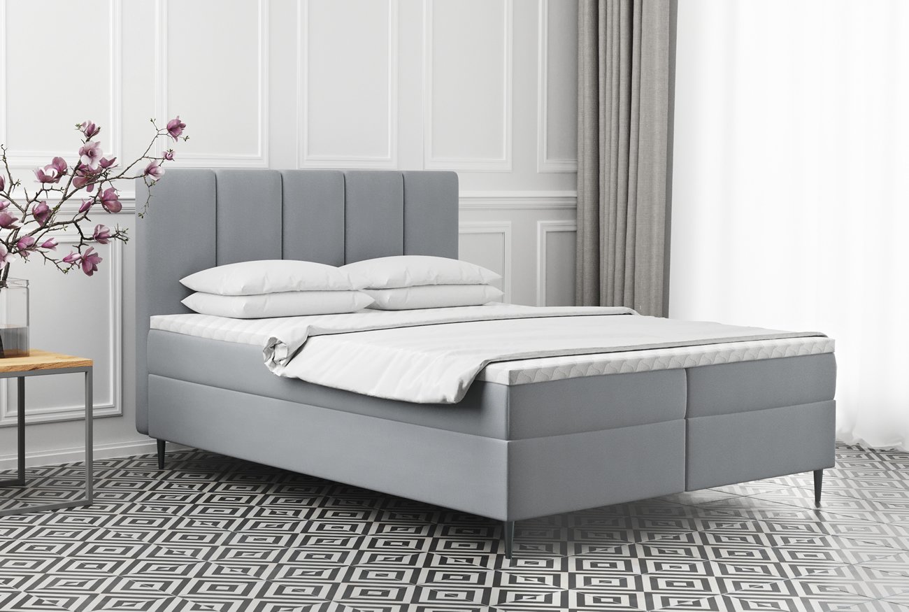 Vysoká postel boxspring ADEL, s matracemi a topperem, 140x200