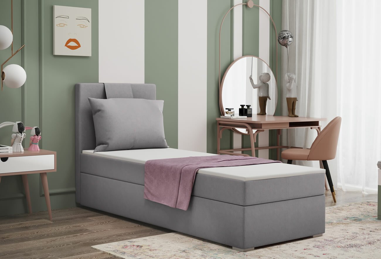 Vysoká postel boxspring Amanda, 90x200 s matrací a topperem