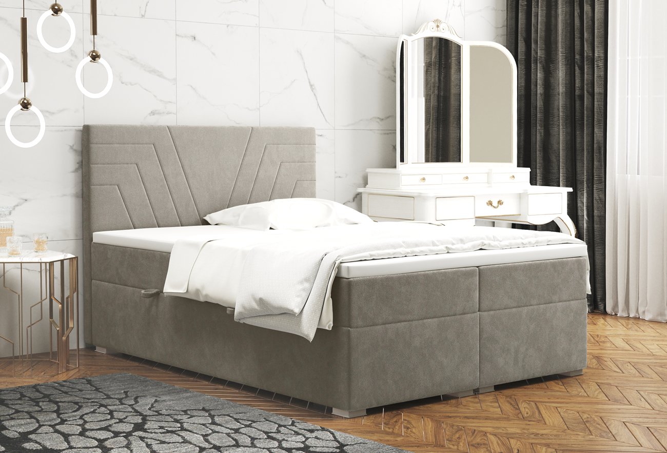 Vysoká postel boxspring CASTEL, s matracemi a topperem, 140x200