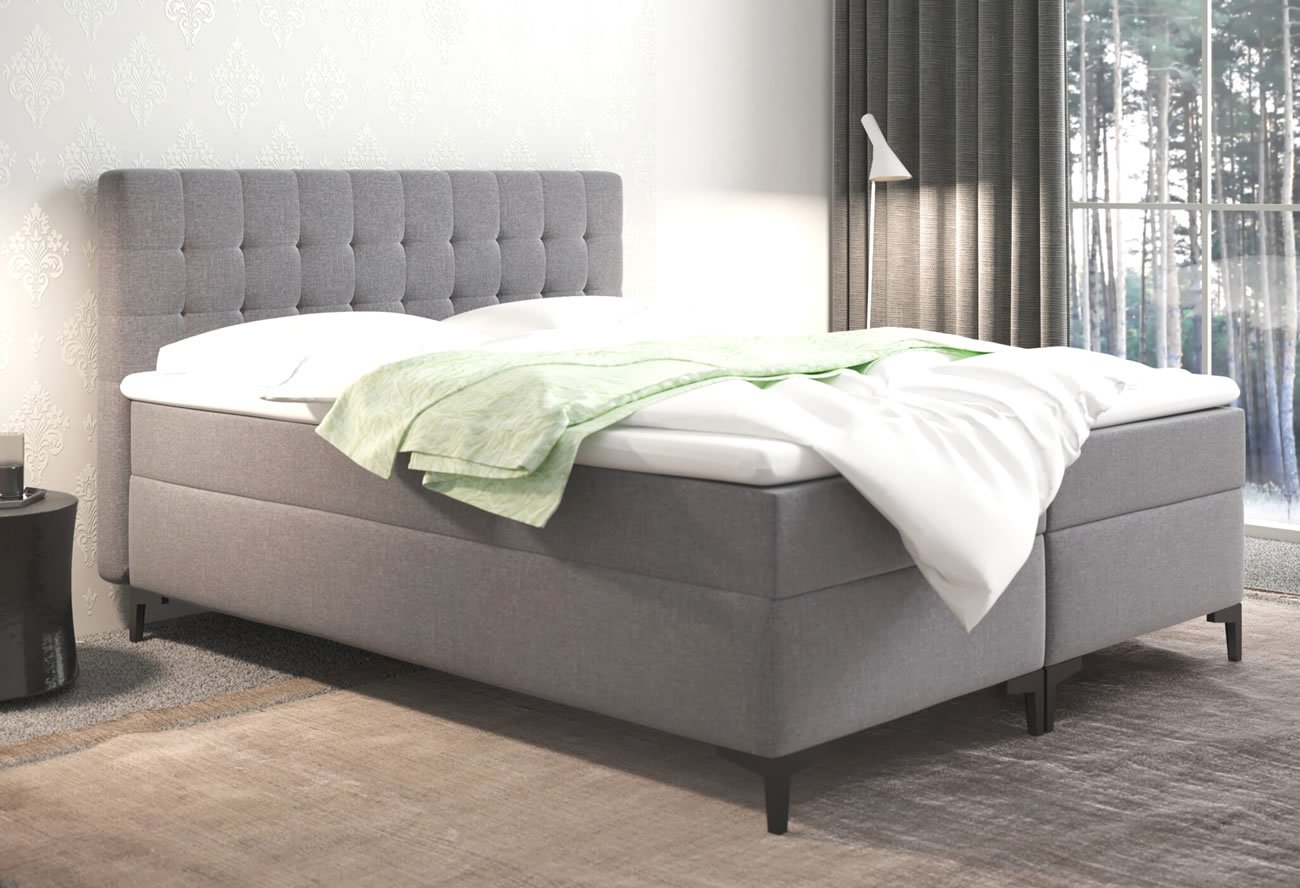 Zvýšená postel boxspring DENVER LUX, s matracemi a topperem