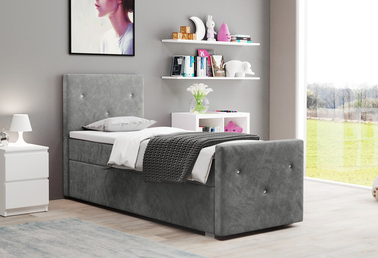 Vysoká postel boxspring Lily, 90x200 s matrací a topperem