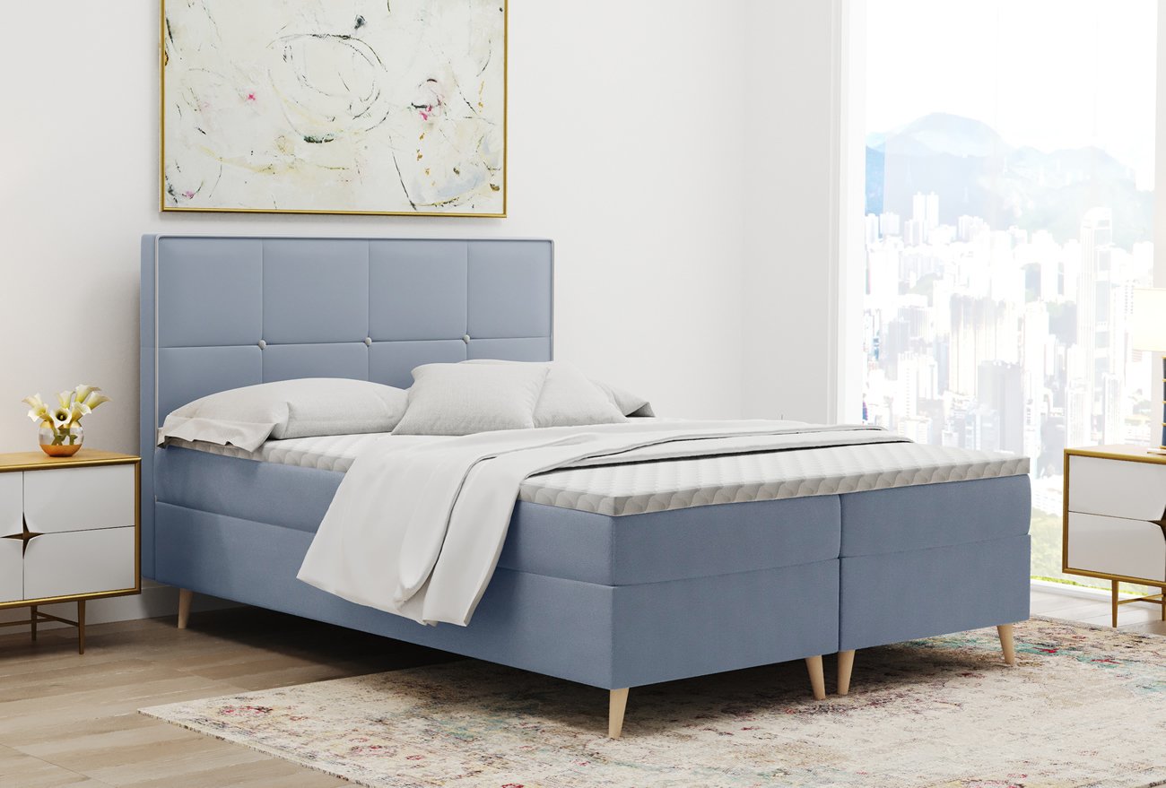 Vysoká postel boxspring MANILA, s matracemi a topperem, 140x200