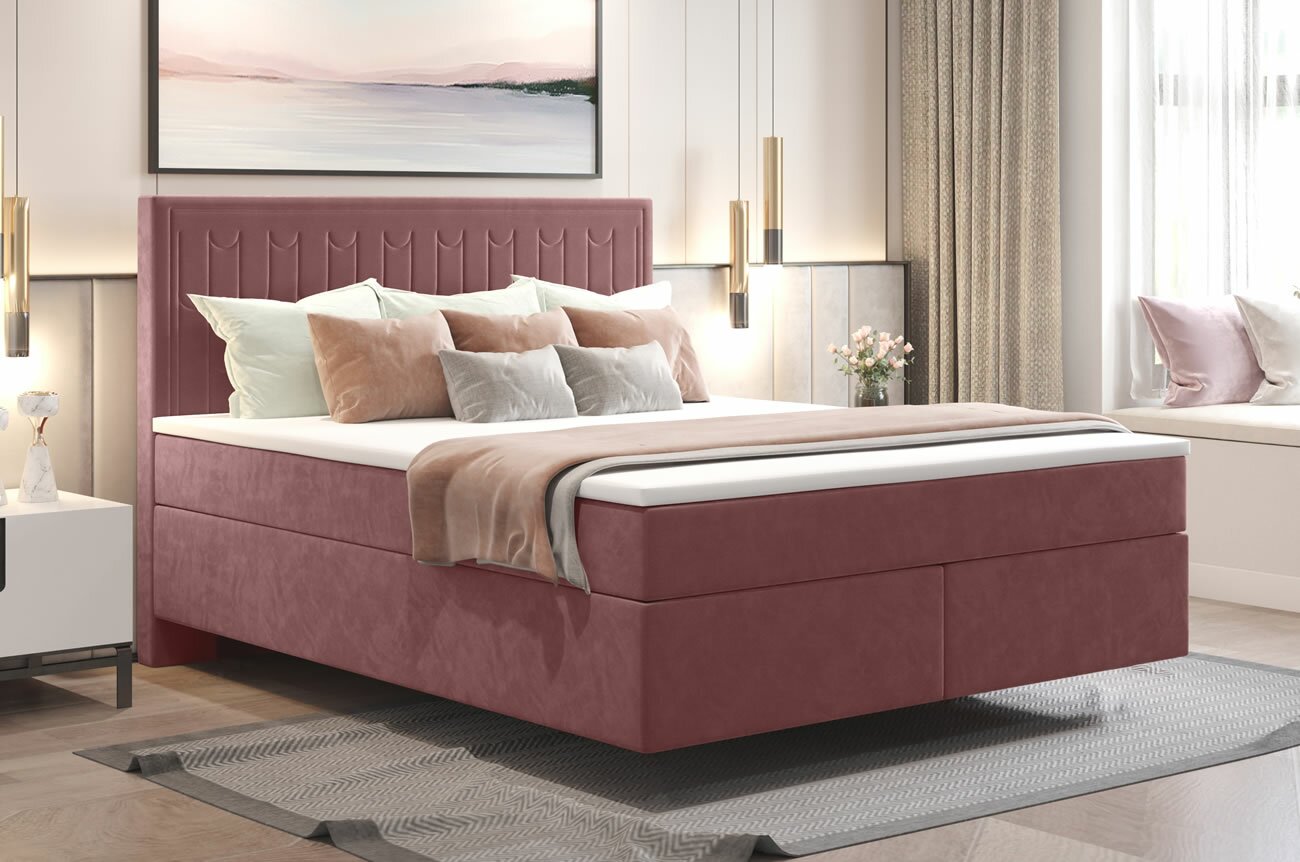 Zvýšená postel boxspring SEVILA 1, s matracemi a topperem, 140 x 200