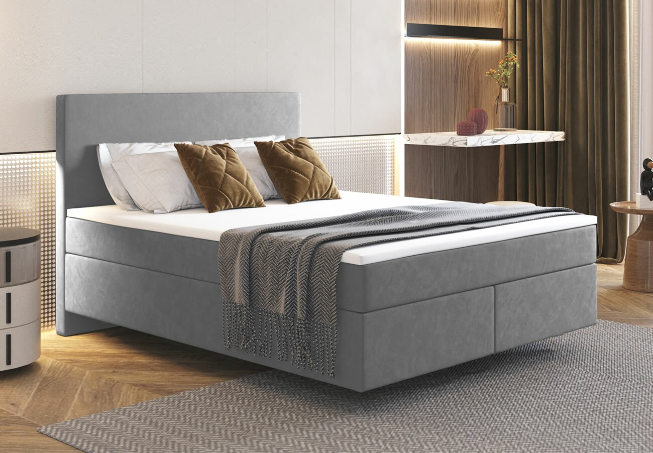 Zvýšená postel boxspring SEVILA 5, s matracemi a topperem