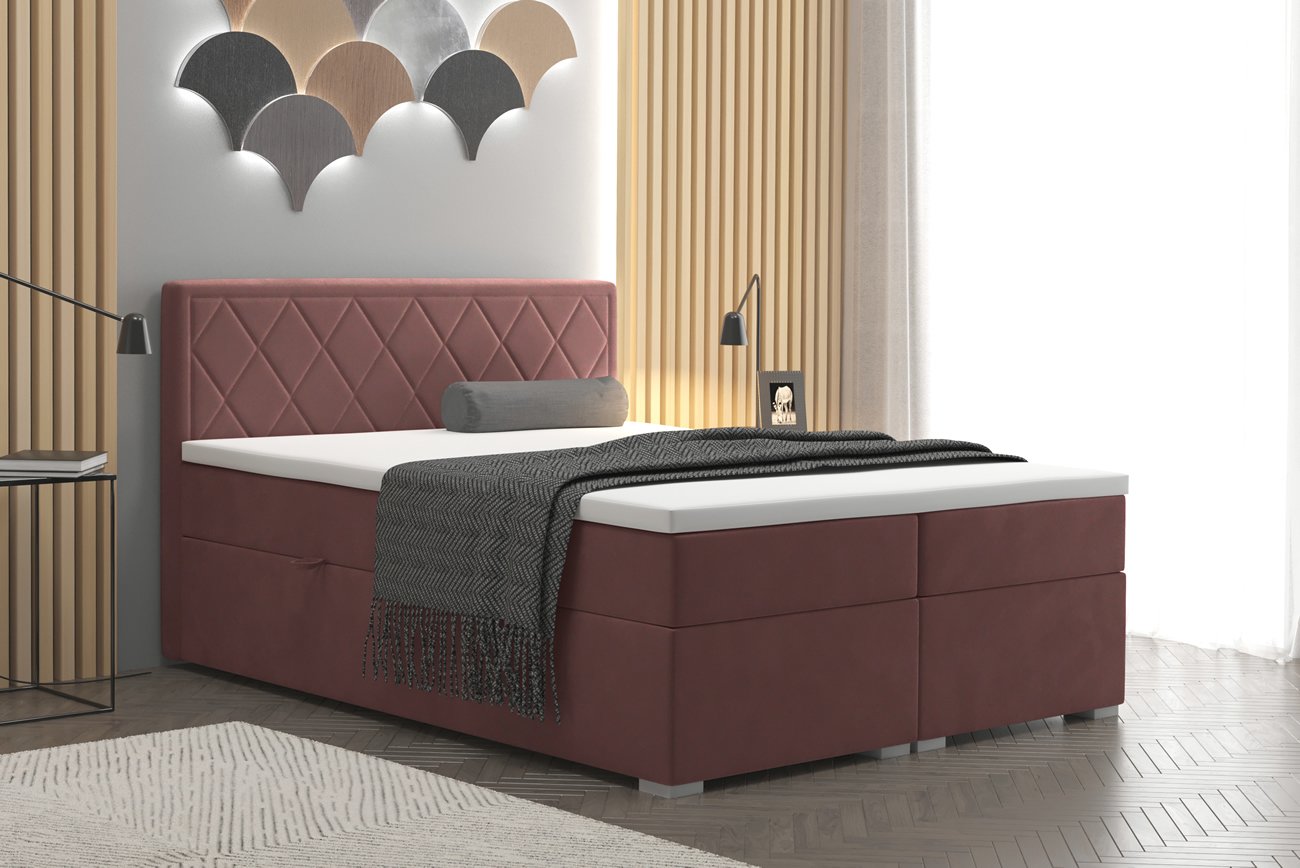 Vysoká postel boxspring SEVILLA, s matracemi a topperem, 140x200