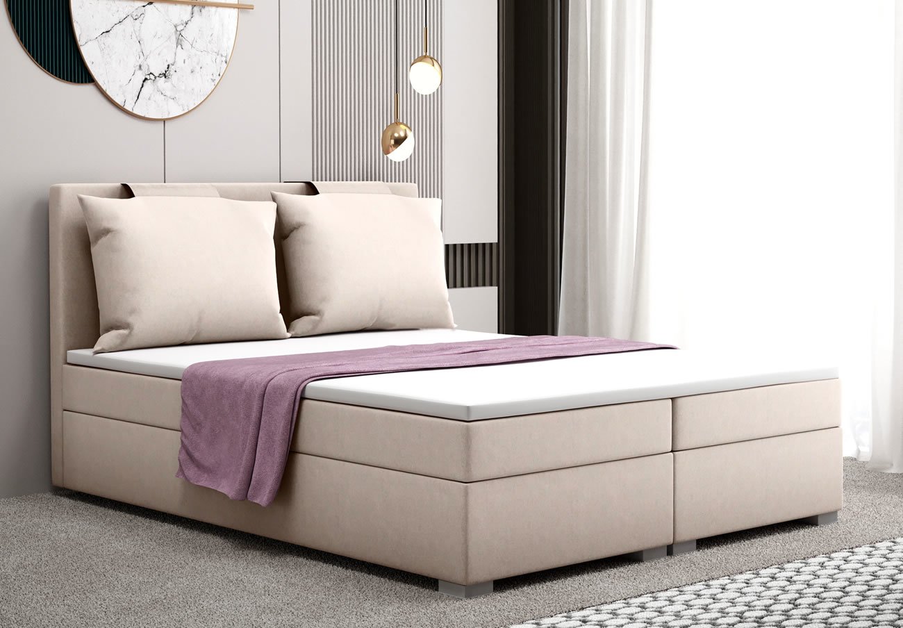 Zvýšená postel boxspring TERAMO, s matracemi a topperem