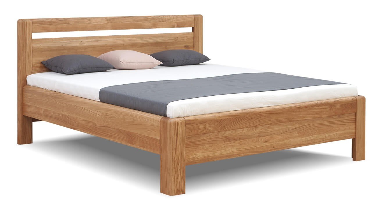 Zvýšená dřevěná postel dvoulůžko z masivu ADRIANA, masiv dub