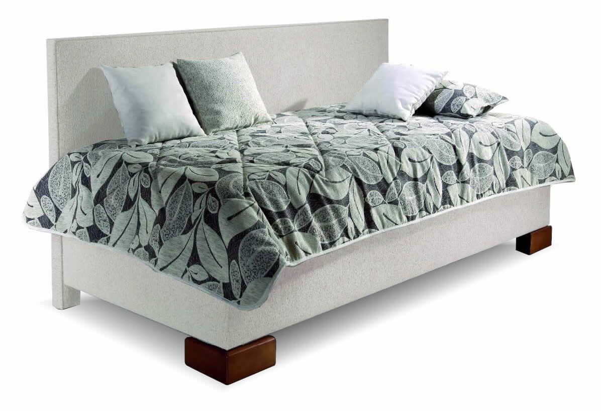 Zvýšená čalouněná postel s úložným prostorem Quatro, dlouhé čelo