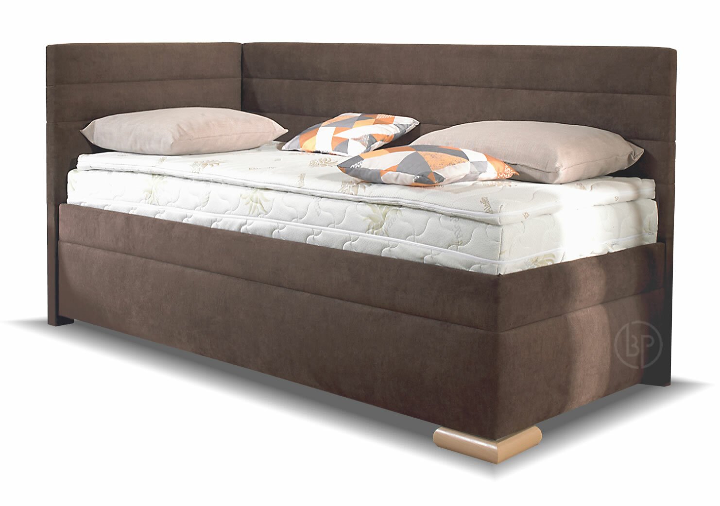 Rohová postel boxspring VENETO 100x200 levá, s úložným prostorem