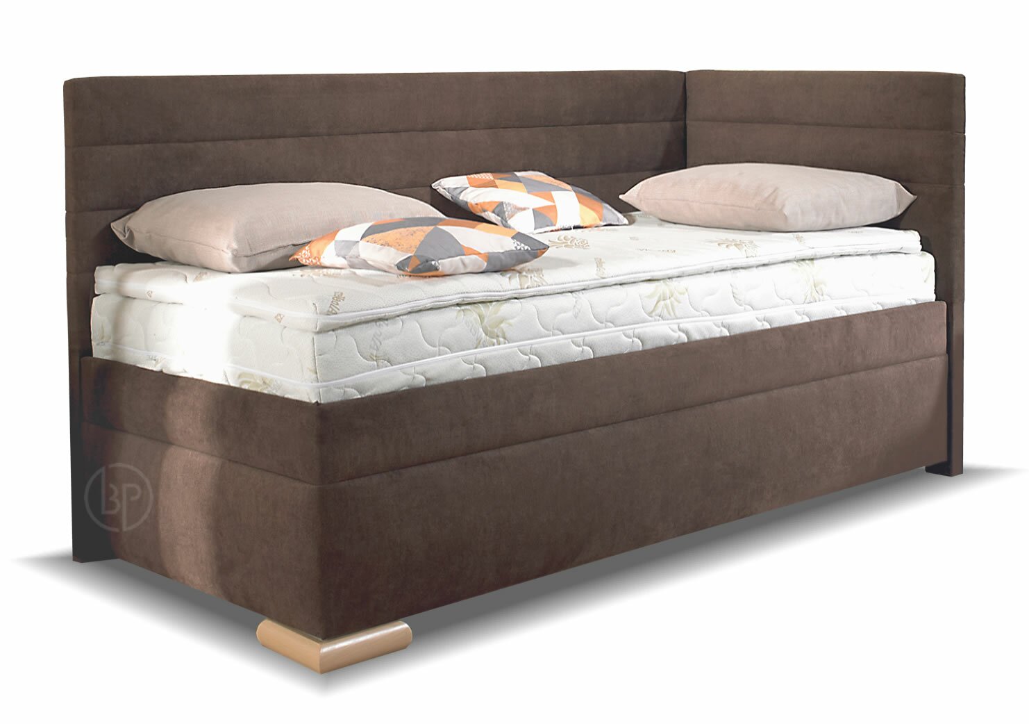 Rohová postel boxspring VENETO 100x200 pravá, s úložným prostorem