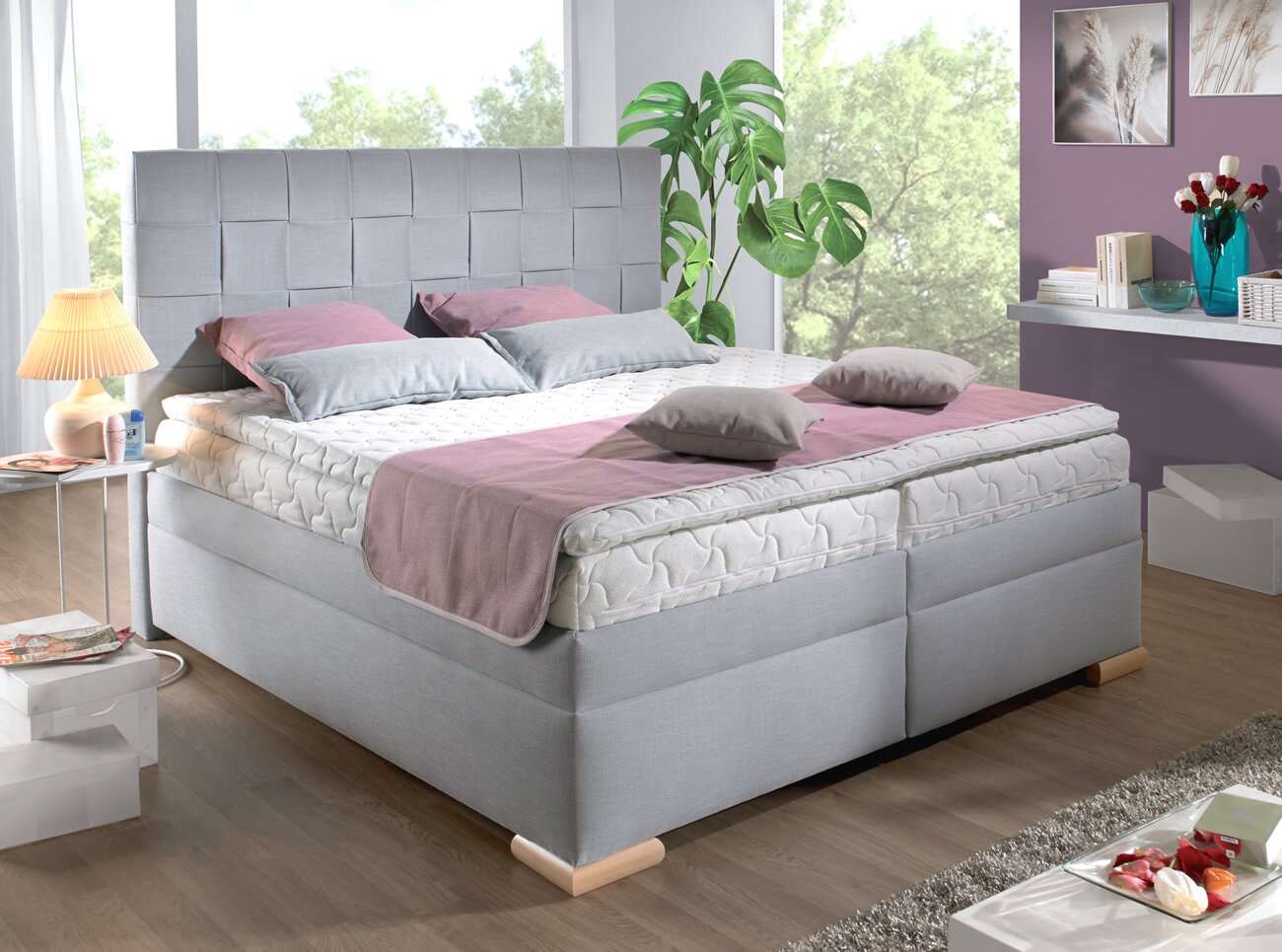 Americká postel boxspring GIARDINO 200x200, s úložným prostorem