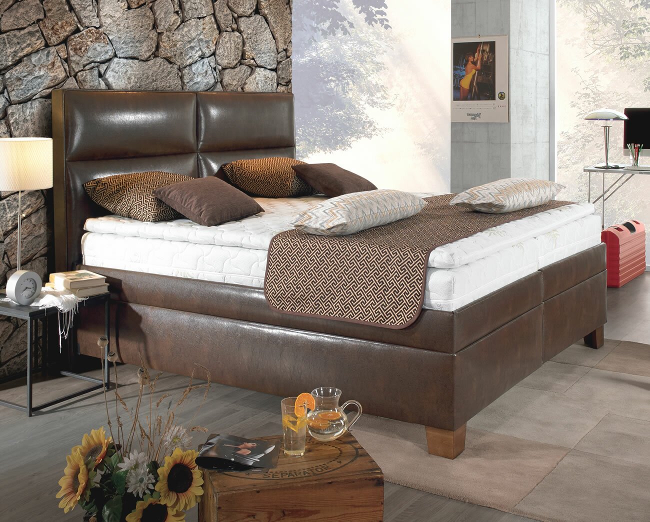 Americká postel boxspring LUIGI 200x200, s úložným prostorem