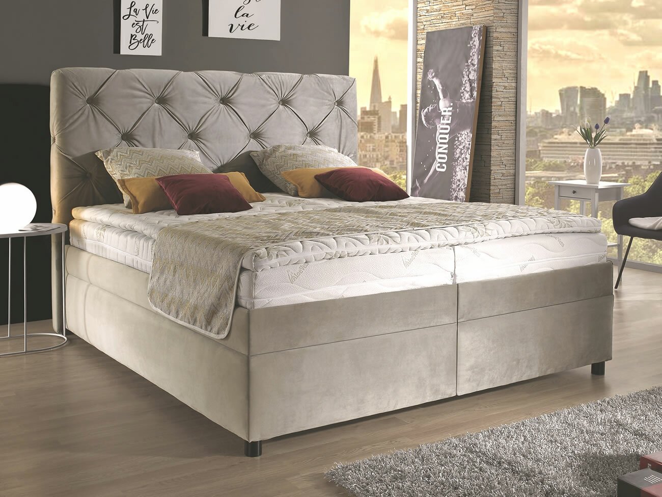 Americká postel boxspring PALLADIO 200x200, s úložným prostorem