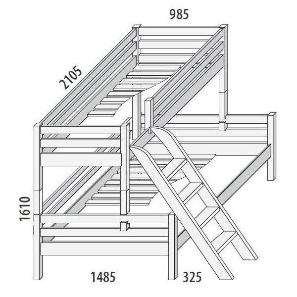 Palanda - poschoďová postel DOMINO D859/BC nízká, masiv buk