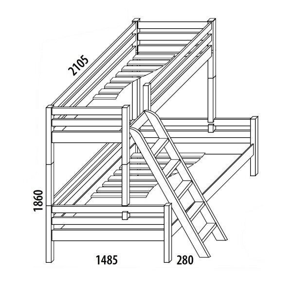 Palanda - poschoďová postel DOMINO D909/BC, masiv buk