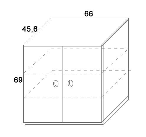 Komoda 2-dvířková D412/BC-Domino, masiv buk